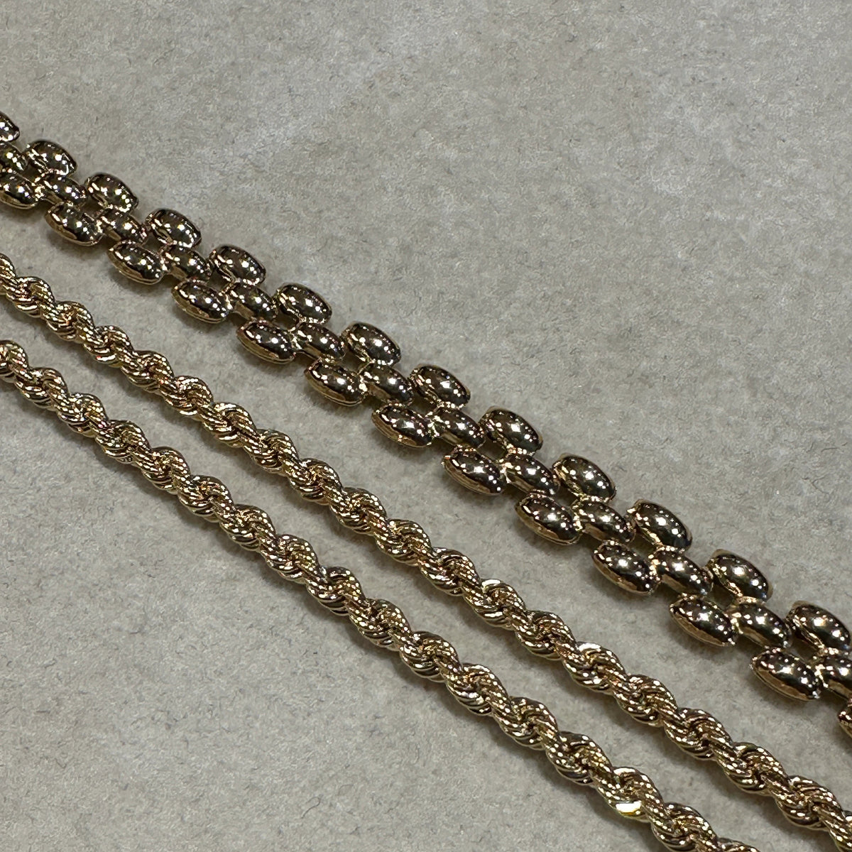 A close-up of the panther bracelet, near to the rope chain