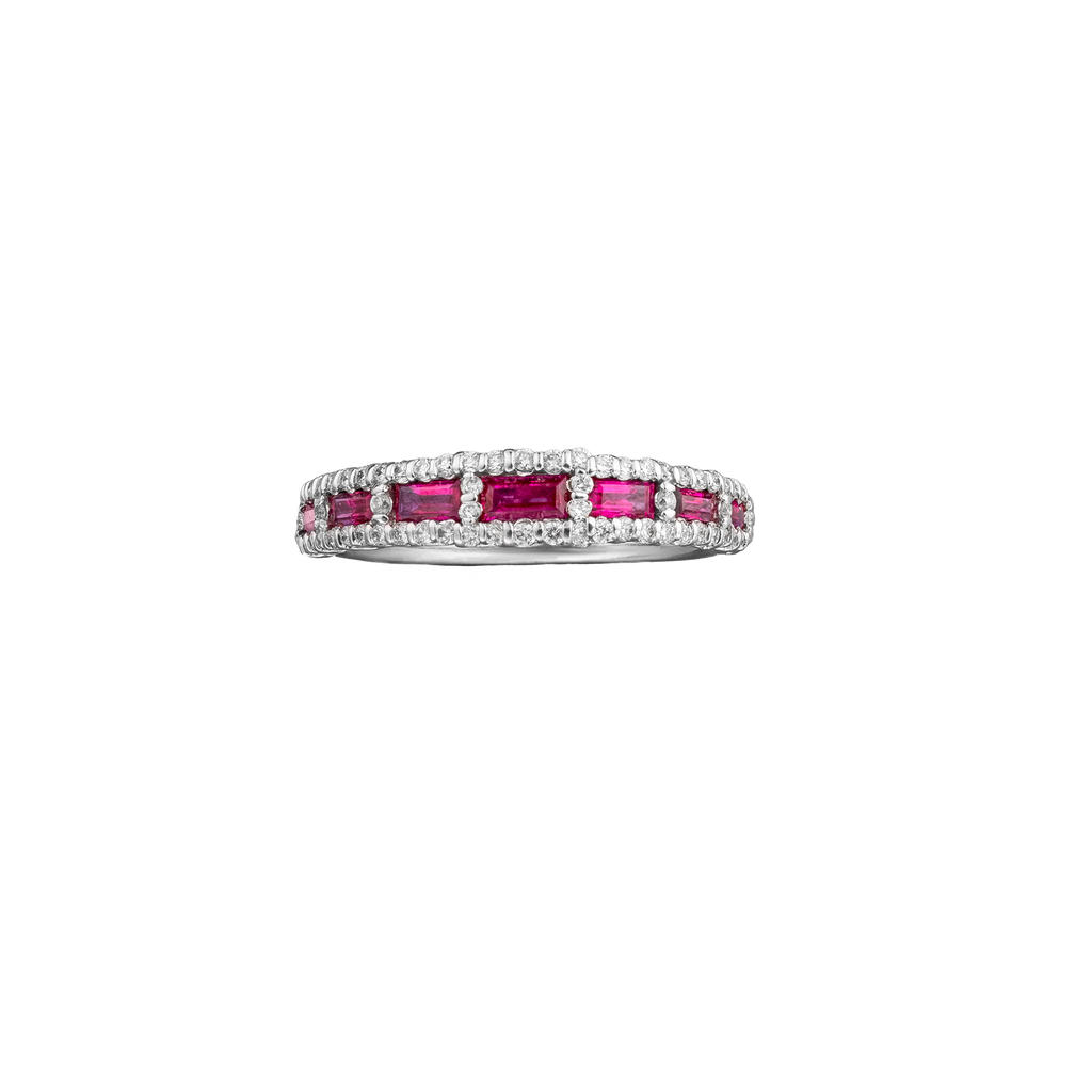 Baguette Ruby & Diamond Band Ring top view