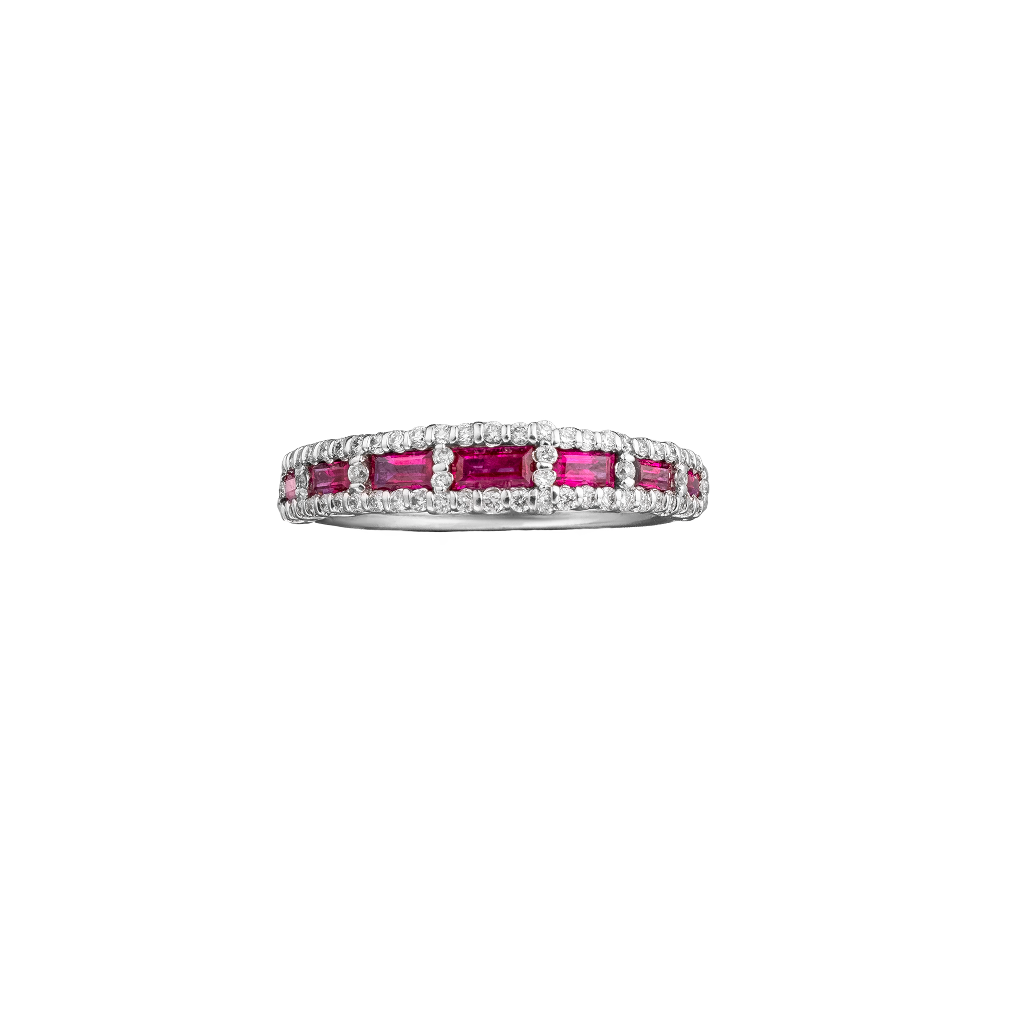 Baguette Ruby & Diamond Band Ring top view