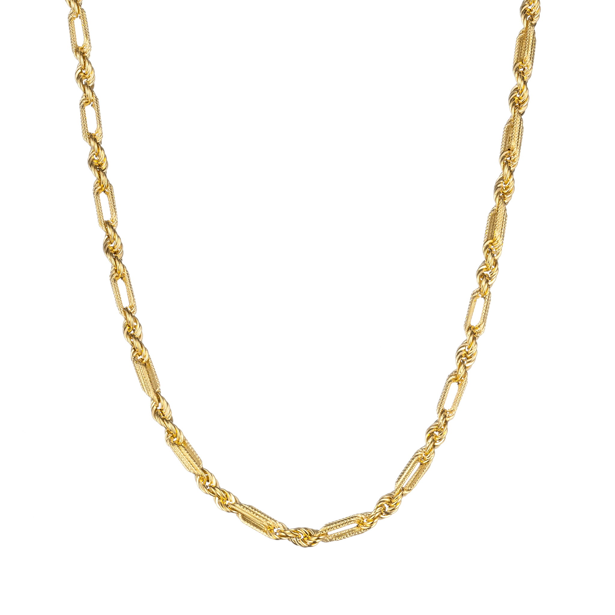 Bar-Rope Link Chain Necklace
