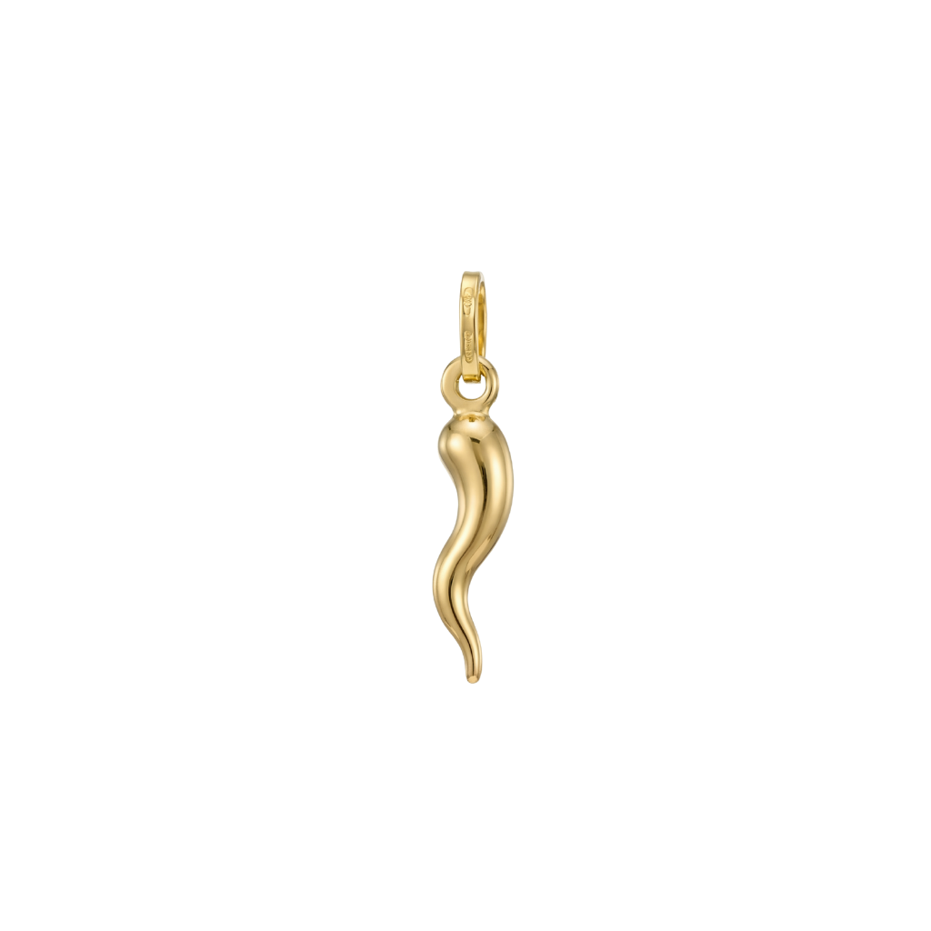 18k gold Cornicello Italian horn pendant charm for good luck