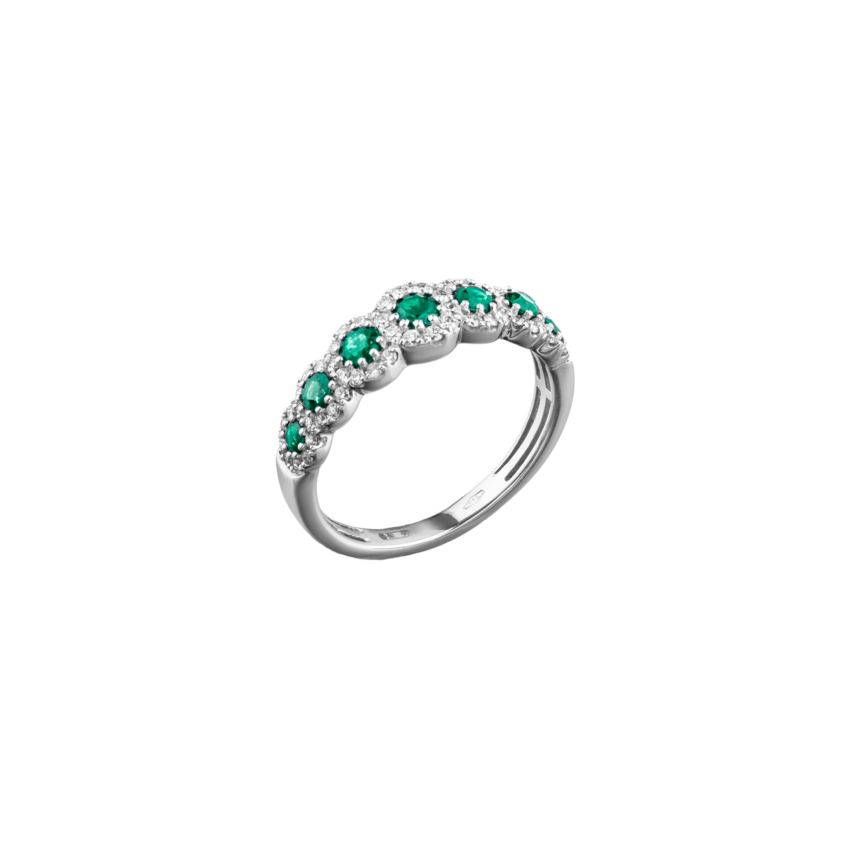 White Gold Sapphire & Diamond Halo Ring 0.80 ct