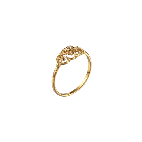 18k gold openwork tiara filigree ring in Renaissance style