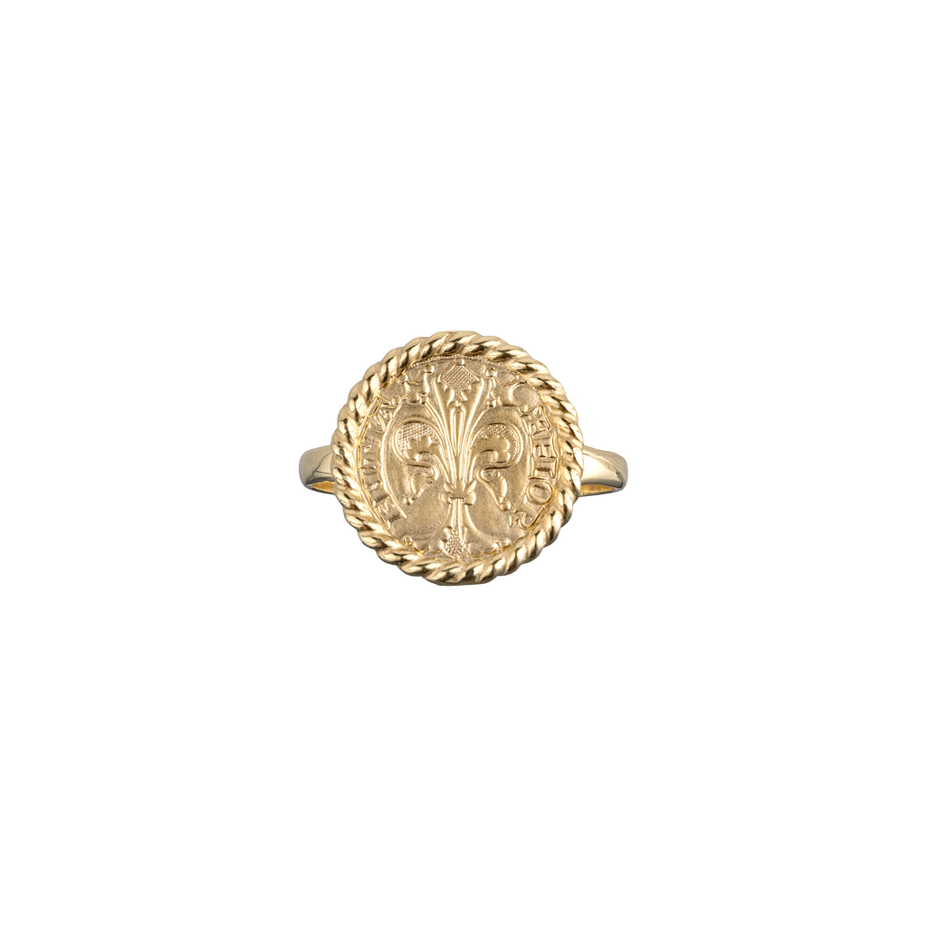 Florentine Coin Ring – Rope Border - top view