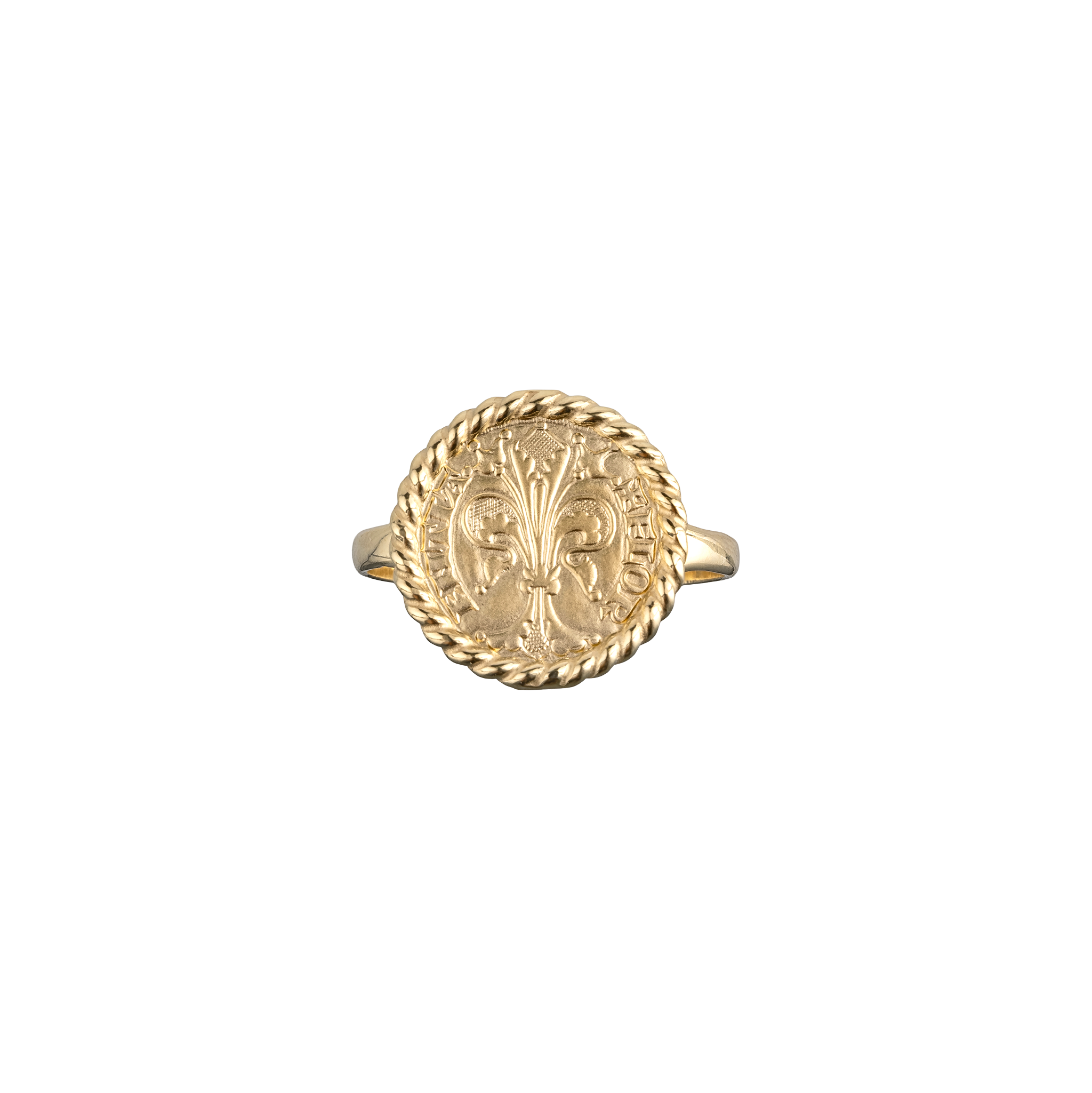 Florentine Coin Ring – Rope Border - top view