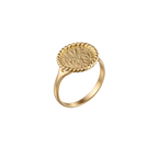 18k gold Florentine Fiorino coin ring with twisted rope bezel