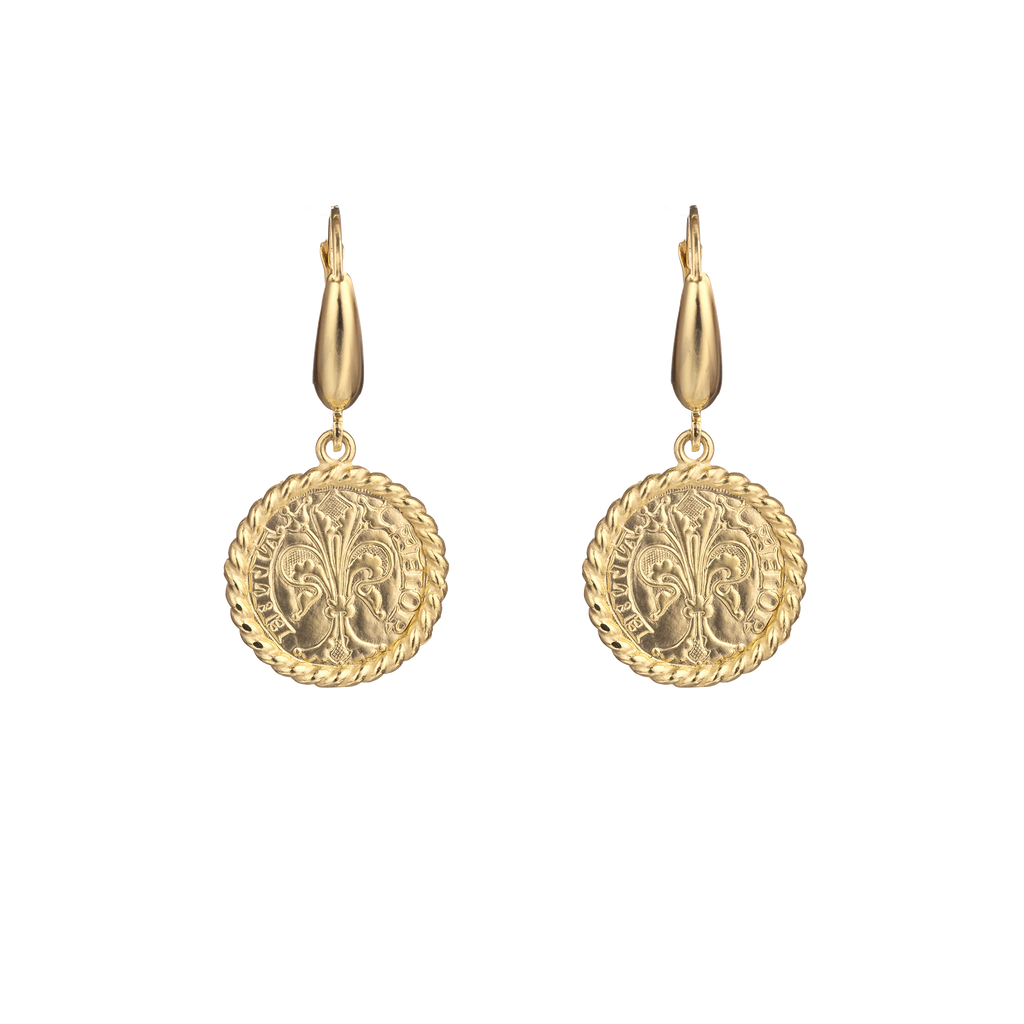 Florentine "Fiorino" Coin Earrings front