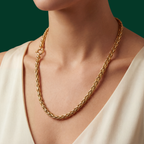 Model wearing wheat necklace