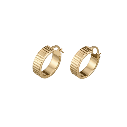 18k gold ribbed texture croissant huggie hoop earrings