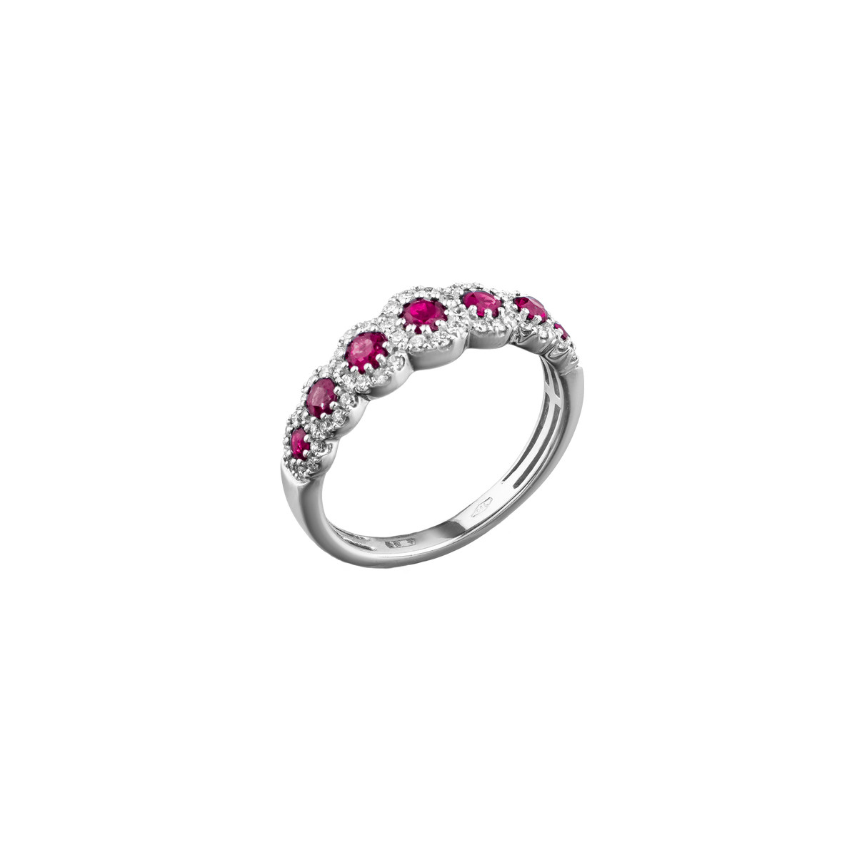 White Gold Sapphire & Diamond Halo Ring 0.80 ct