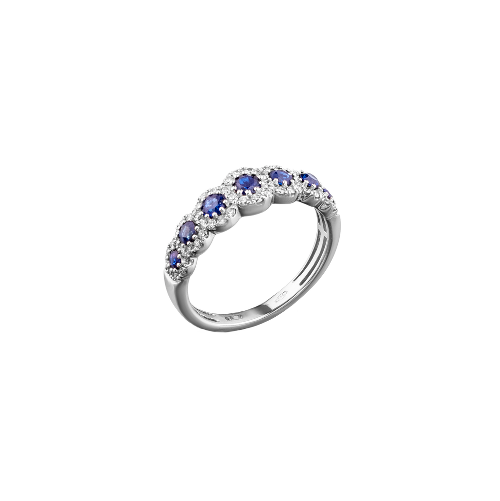 Sapphire & Diamond Halo Ring side view
