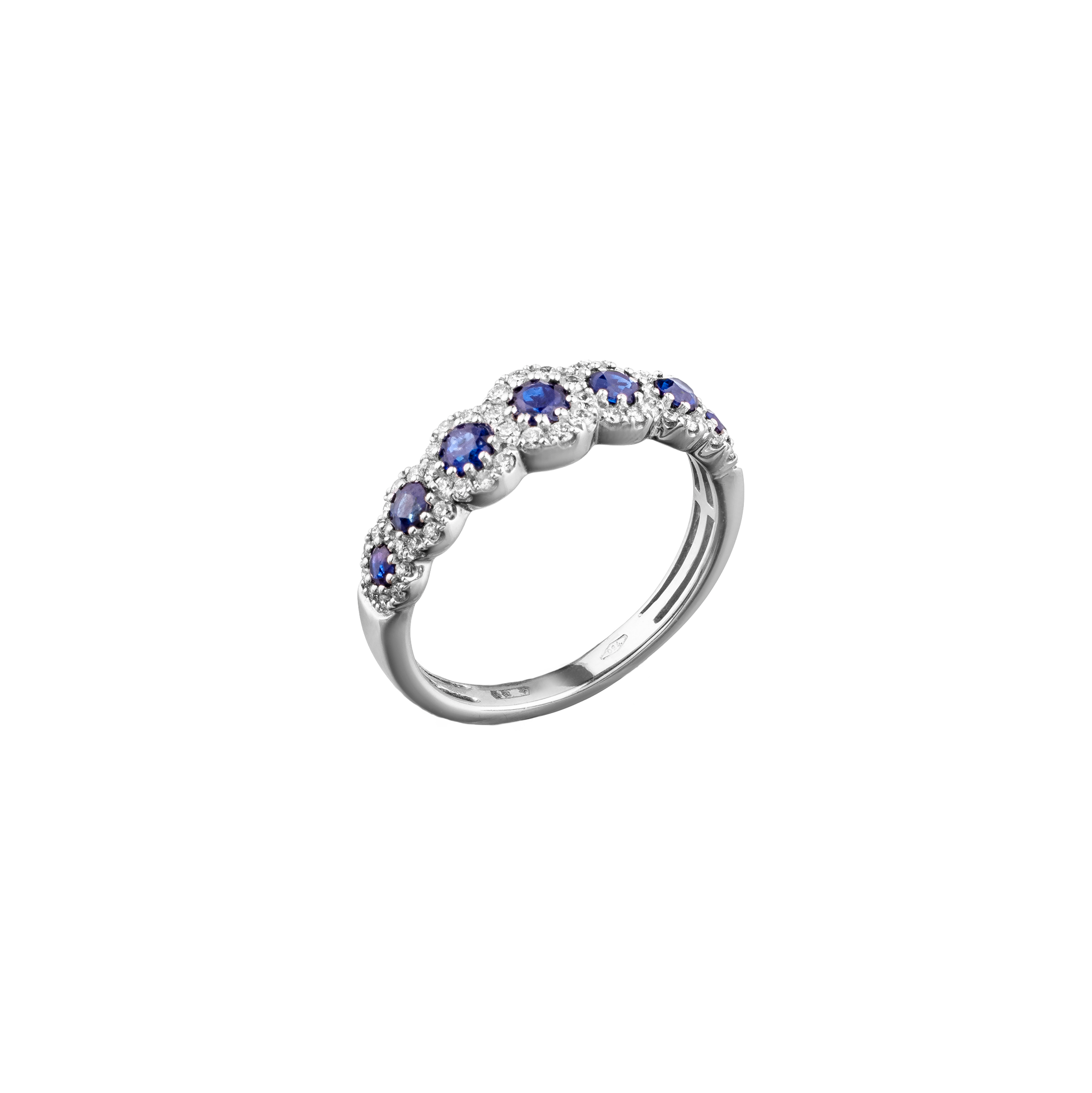 Sapphire & Diamond Halo Ring side view