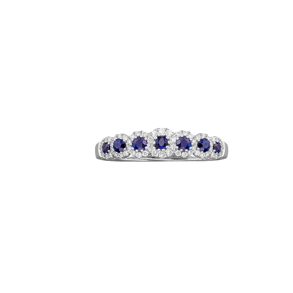 Sapphire & Diamond Halo Ring top view