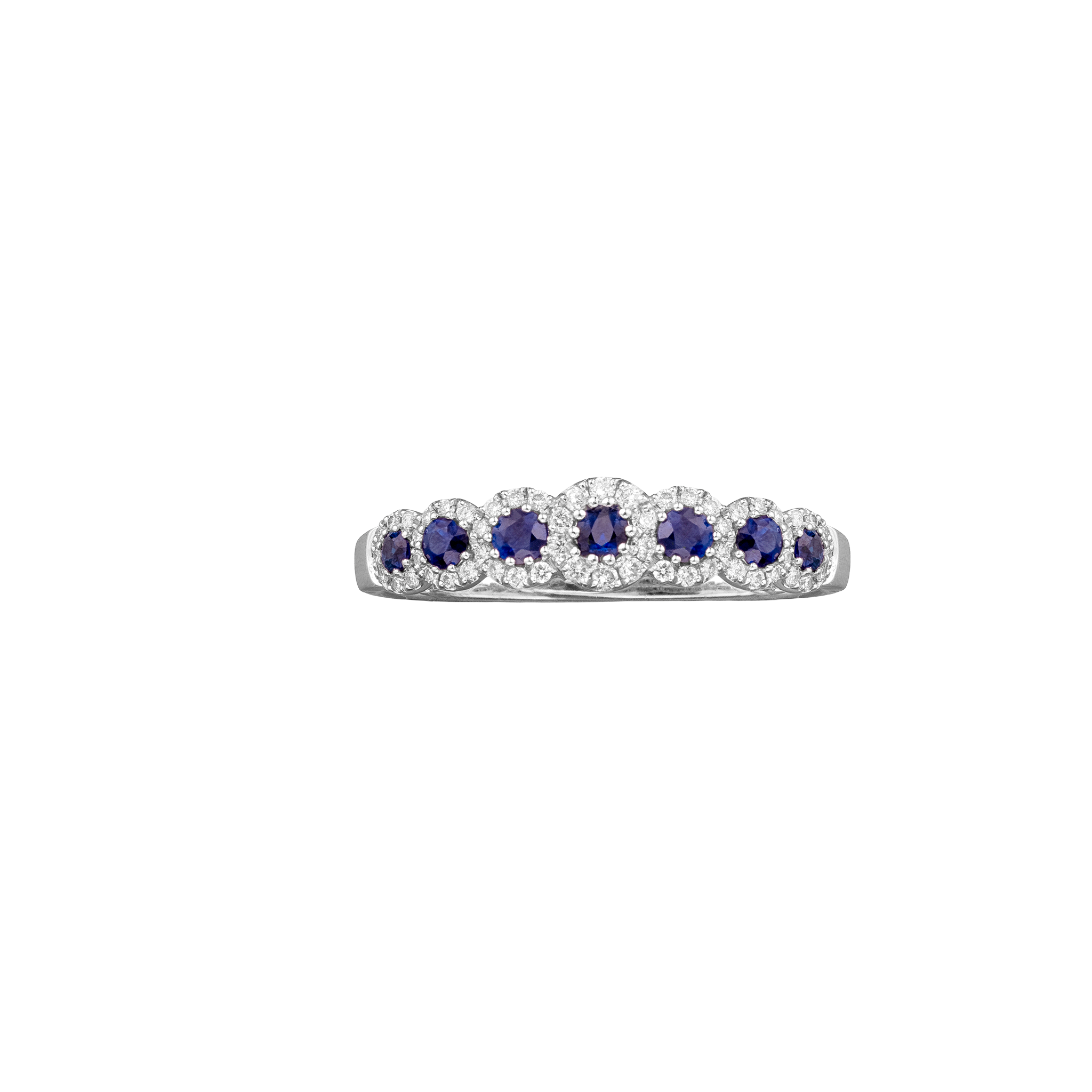 Sapphire & Diamond Halo Ring top view