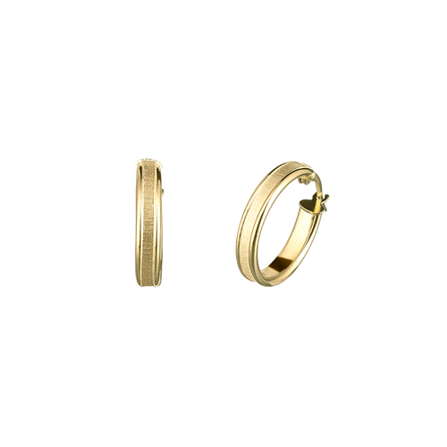 18k gold satin finish and polished dual-texture hoop earrings