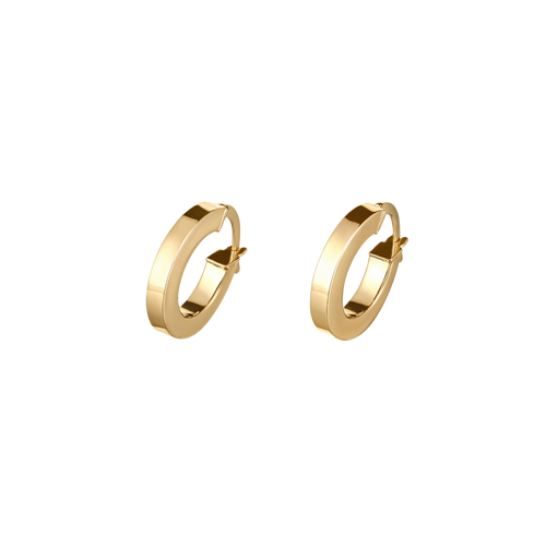 18k gold square edge huggie hoop earrings modern fit