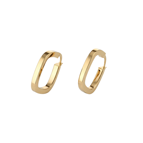 18k gold geometric square rhombus profile hoop earrings