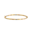 Tricolor Gold Satin & Diamond-Cut Hinged Bangle