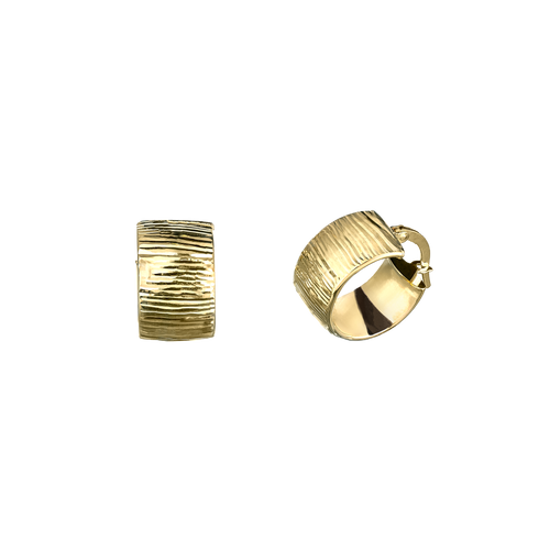 18k gold hammered finish textured wide hoop earrings